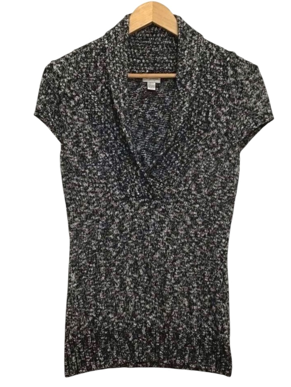 DYNAMITE cotton blend knit sweater short sleeves black white mefium